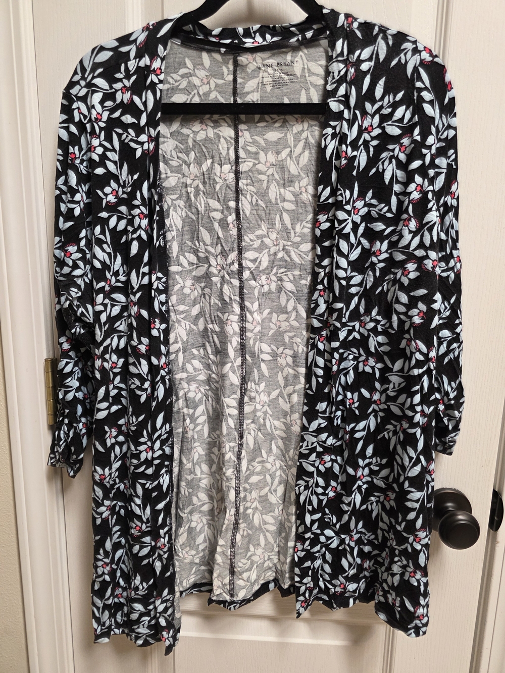 Women’s Floral Open-Front Cardigan - Black/Light Blue